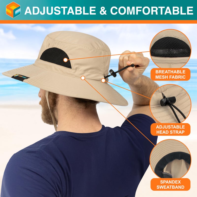 Suncube SUN CUBE Wide Brim Sun Hat Men Women, Mens Fishing Hats Sun UV Protection, Womens Hiking Bucket Hat, Outdoor Summer Safari Beach Boonie, Camping Unisex UPF 50+ Tan - Image 5